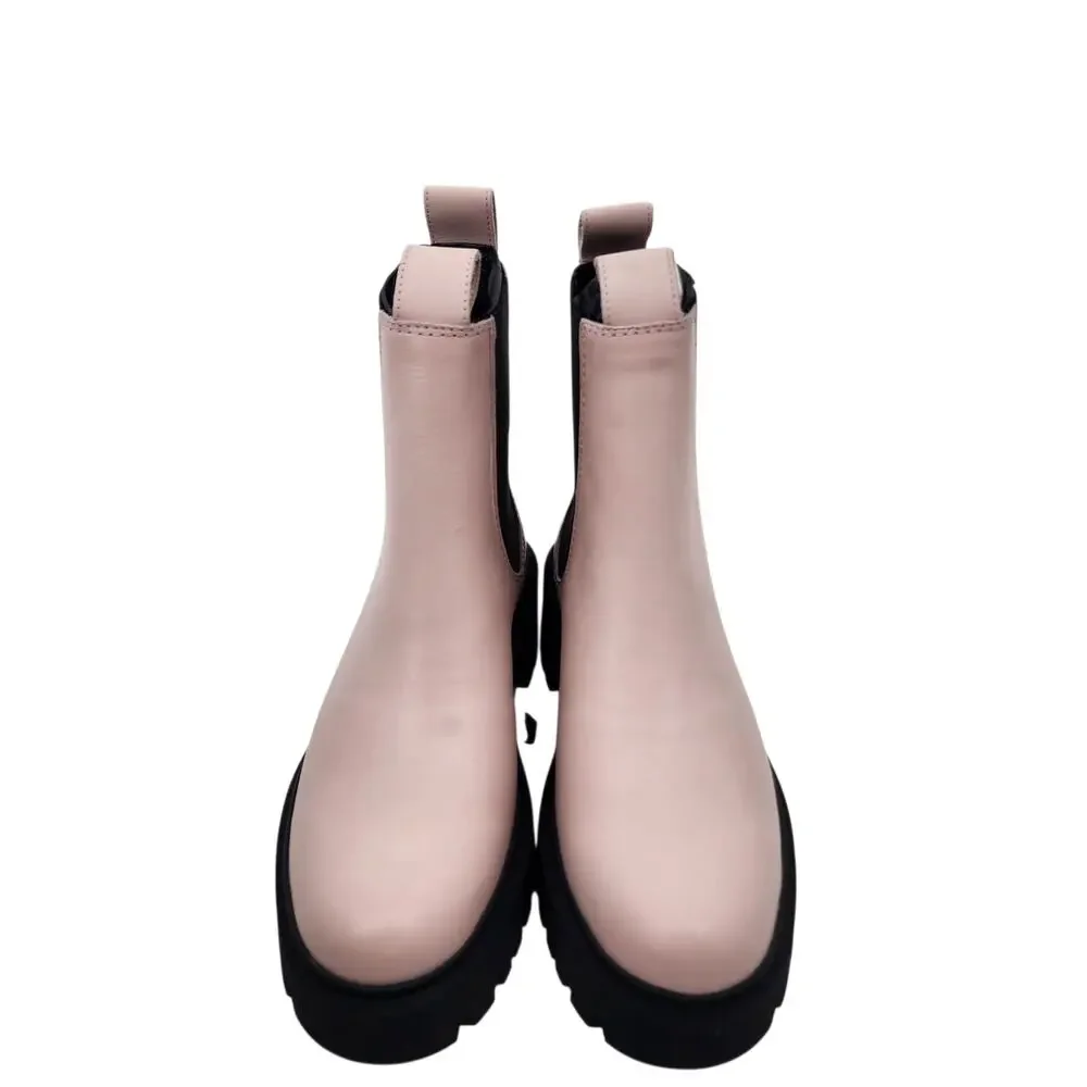 Maje Rose Pale Platform Chealsea Leather Boots Size French 39 US 8.5